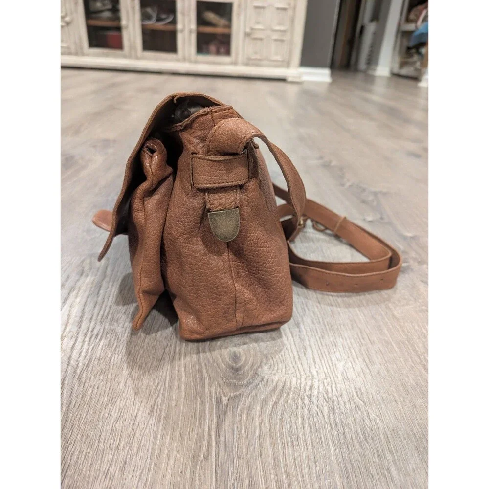Officine Creative Brown Leather Crossbody Flap Messenger Handmade Italy Satchel